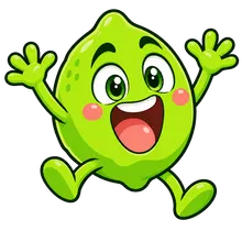 The Scream Lime! mascot, a cheerful lime, jumping with joy